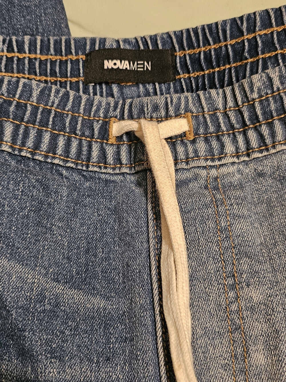 Fashion Nova Men Blue Denim Drawstring Joggers